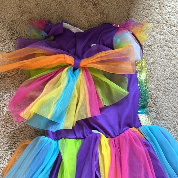 Girls Rainbow Sequin Tut Sleeveless Dress Size L 10-12 - Picture 5 of 6